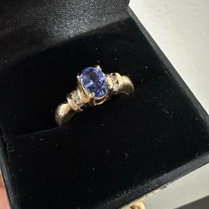 LE VIAN 3/4 CTS Blue Tanzanite Diamond Ring Sz 6.5 in 14K YELLOW GOLD LeVian